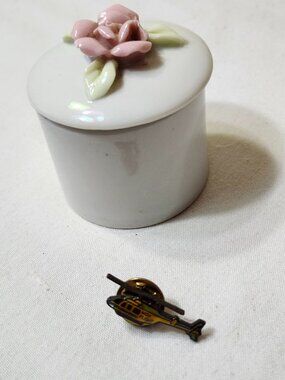 WPT Box Prcelain Trinket Box and Helocopter Pin